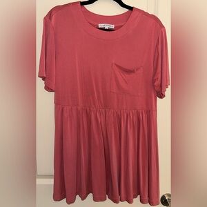 Cara Loren Coral Oversize Long Scoop neck top Women's Sz Small